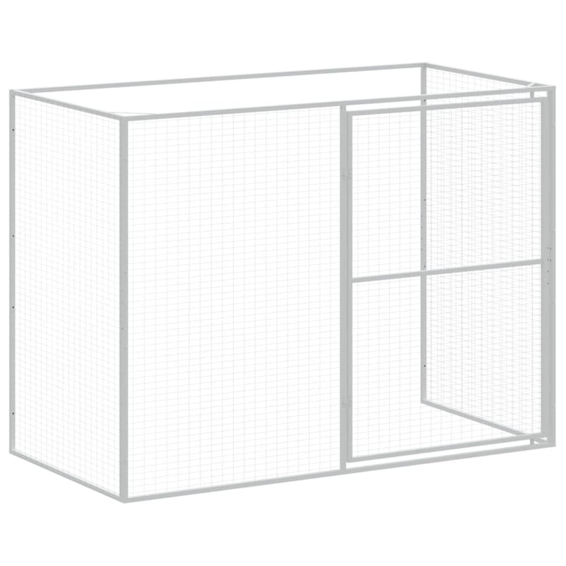 vidaXL Dog House with Run Light Grey 214x253x181 cm Galvanised Steel