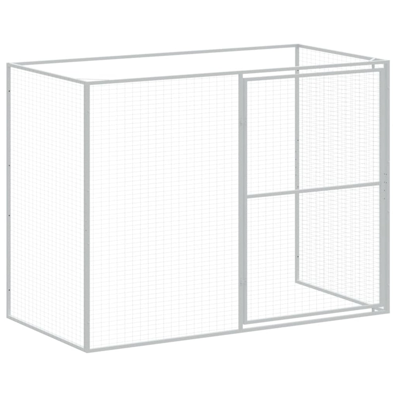 vidaXL Dog House with Run Light Grey 214x457x181 cm Galvanised Steel