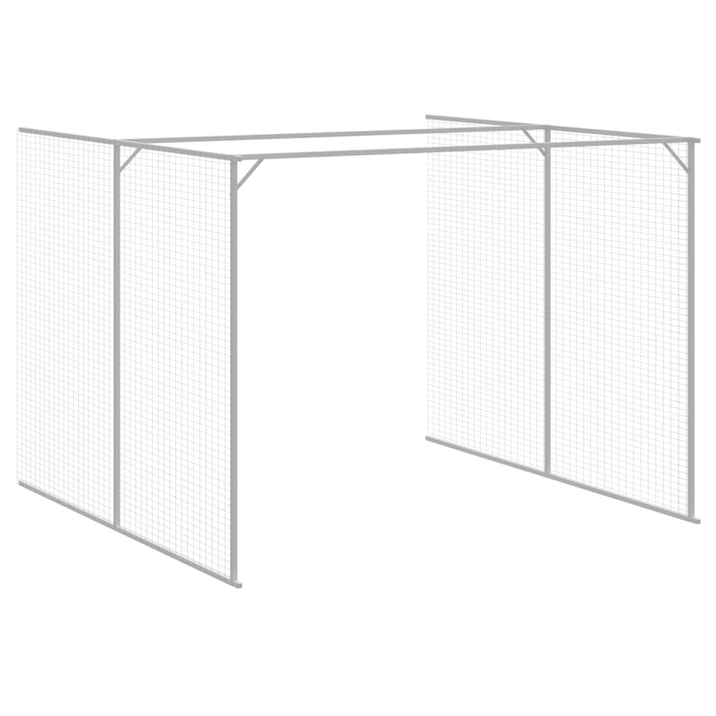 vidaXL Dog House with Run Light Grey 214x661x181 cm Galvanised Steel