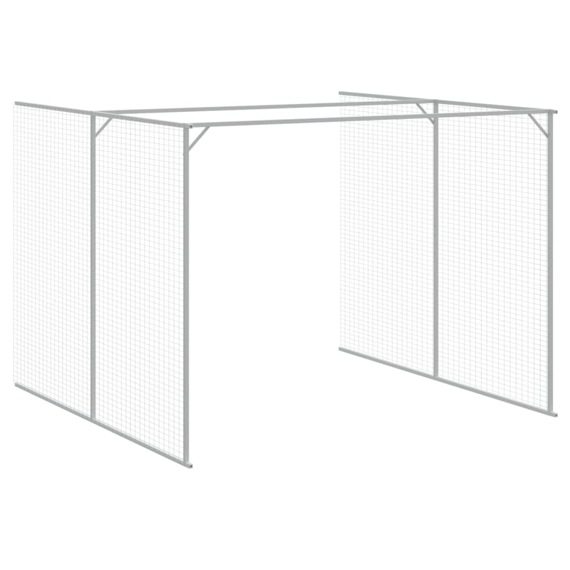 vidaXL Dog House with Run Light Grey 214x865x181 cm Galvanised Steel