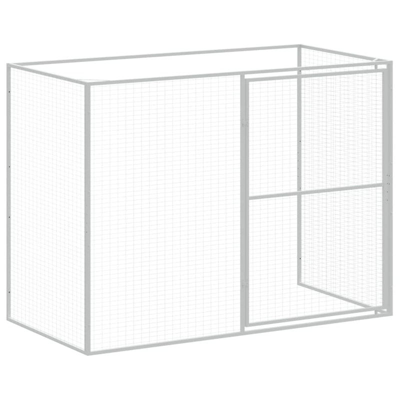 vidaXL Dog House with Run Light Grey 214x865x181 cm Galvanised Steel
