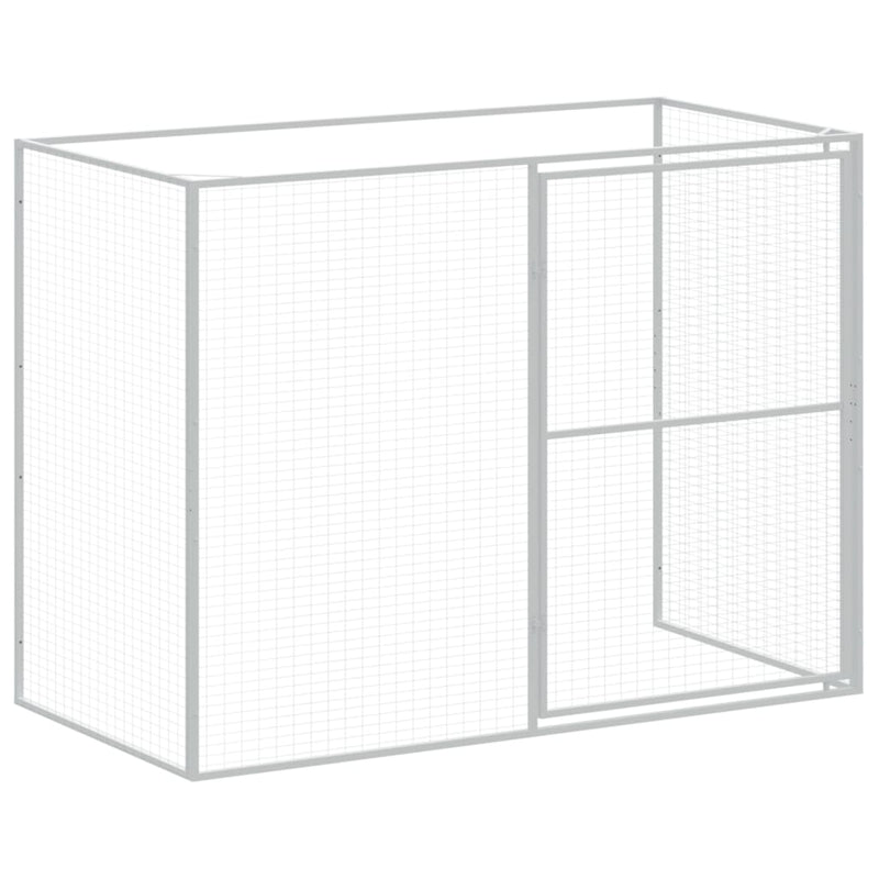 vidaXL Dog House with Run Light Grey 214x1273x181 cm Galvanised Steel