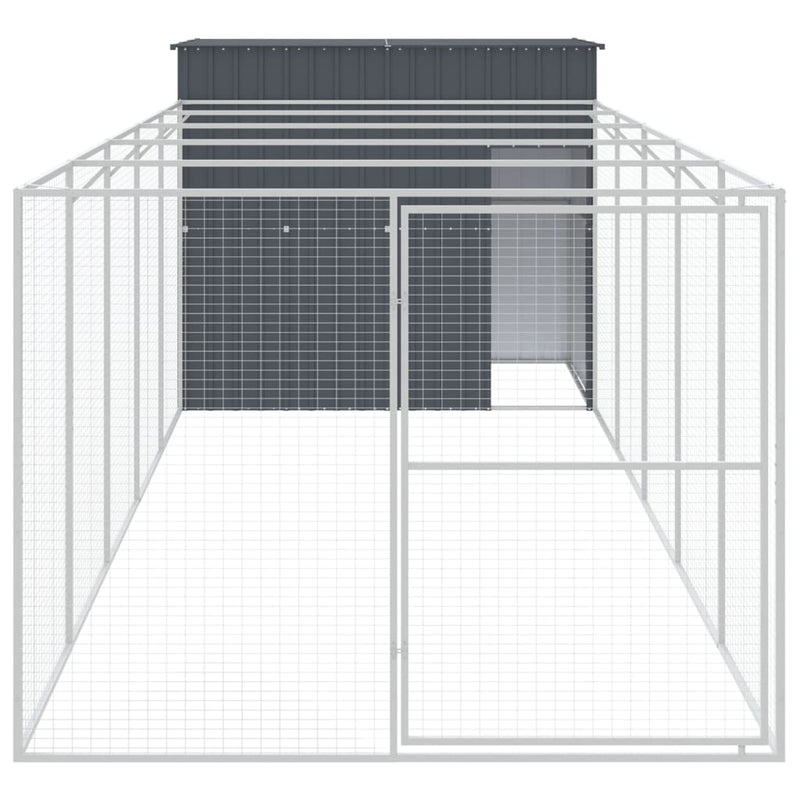vidaXL Dog House with Run Anthracite 214x661x181 cm Galvanised Steel