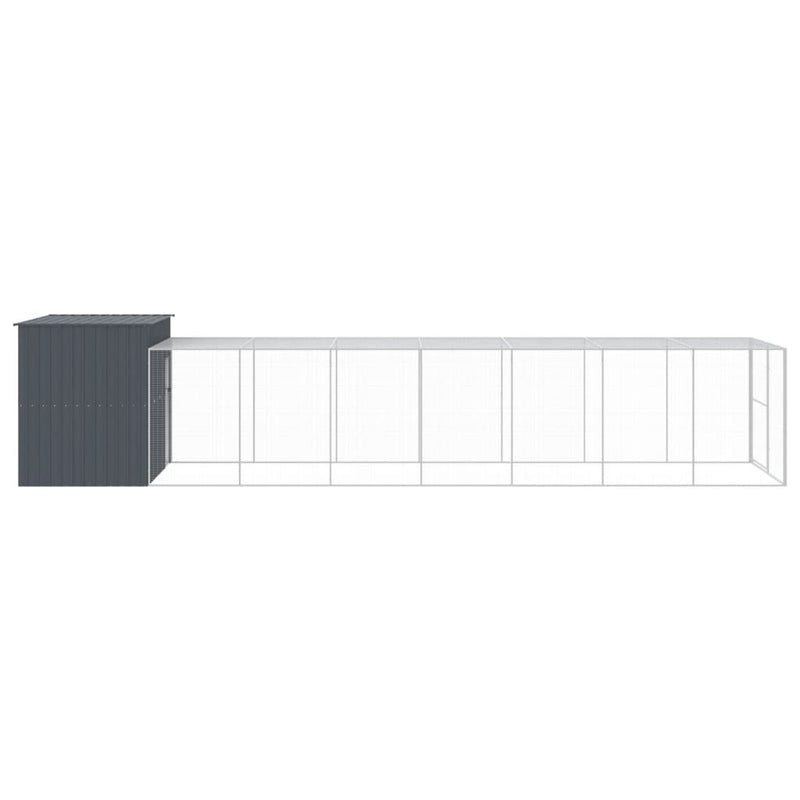 vidaXL Dog House with Run Anthracite 214x865x181 cm Galvanised Steel