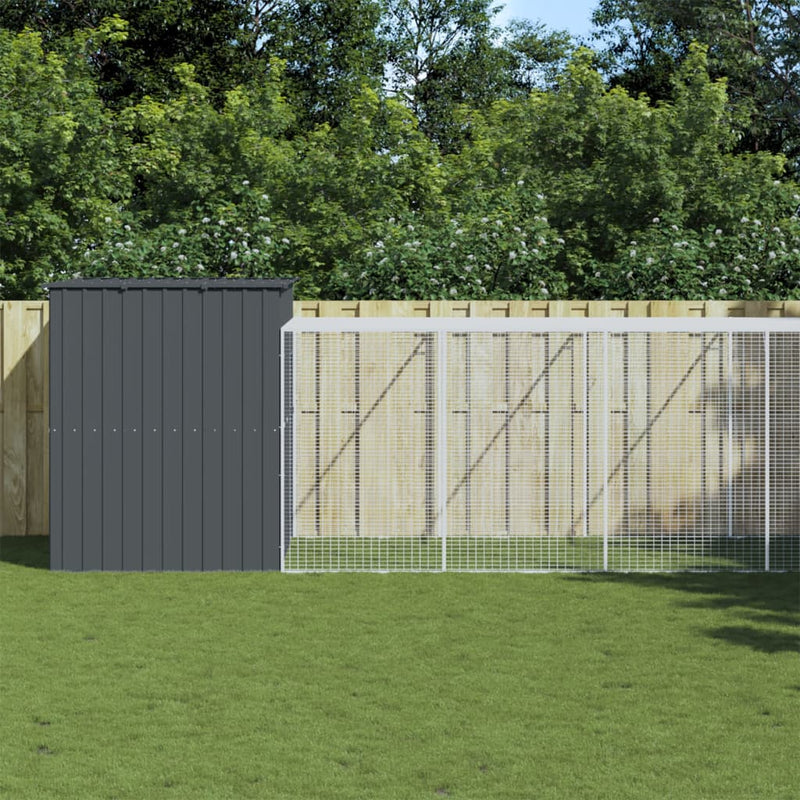 vidaXL Dog House with Run Anthracite 214x865x181 cm Galvanised Steel