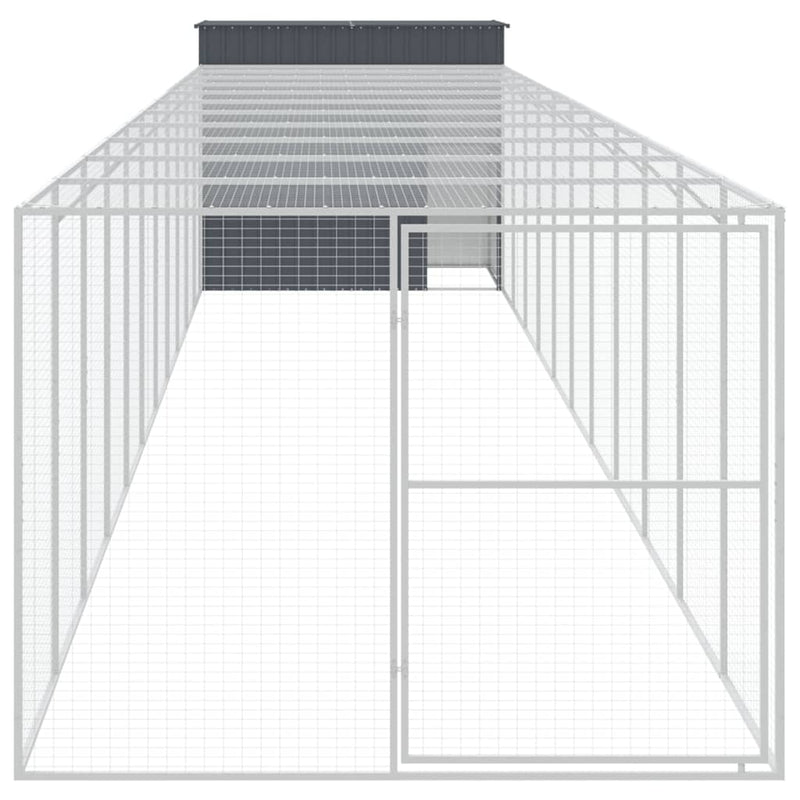 vidaXL Dog House with Run Anthracite 214x1273x181 cm Galvanised Steel