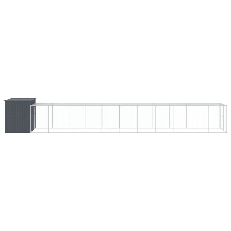 vidaXL Dog House with Run Anthracite 214x1273x181 cm Galvanised Steel