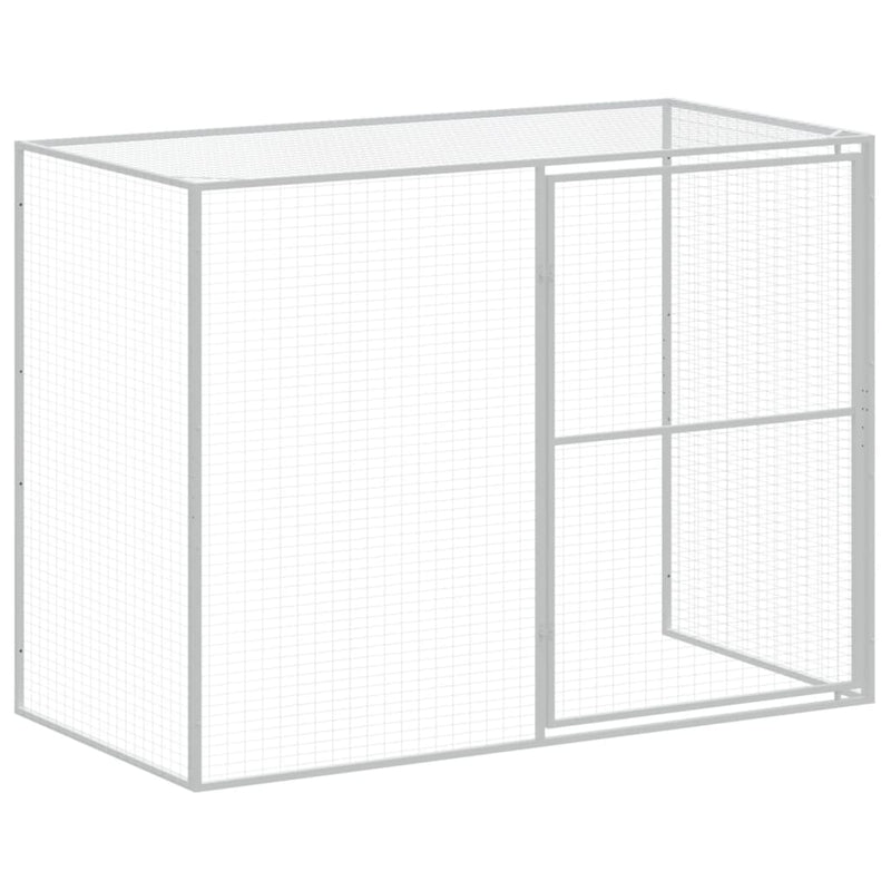 vidaXL Dog House with Run Light Grey 214x1273x181 cm Galvanised Steel