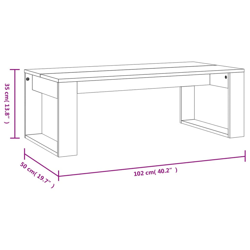 Coffee Table Black 102x50x35 cm Engineered Wood