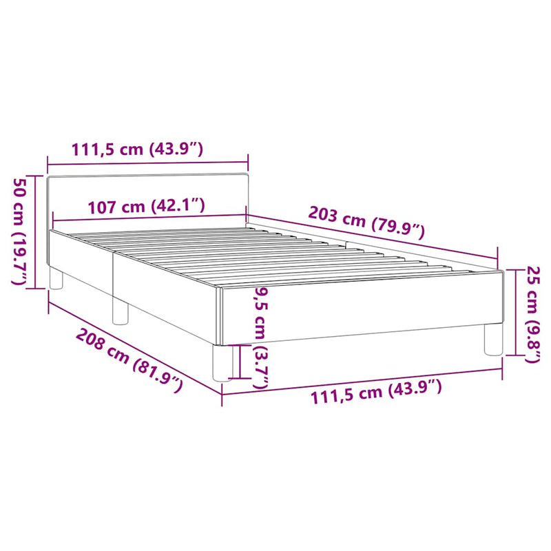 vidaXL Bed Frame without Mattress Dark Grey King Single Size Fabric