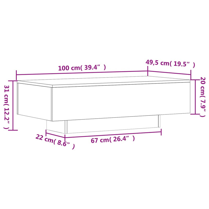 vidaXL Coffee Table Concrete Grey 100x49.5x31 cm Engineered Wood