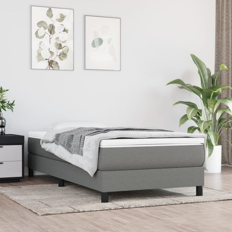 vidaXL Box Spring Bed without Mattress Dark Grey King Single Size Fabric