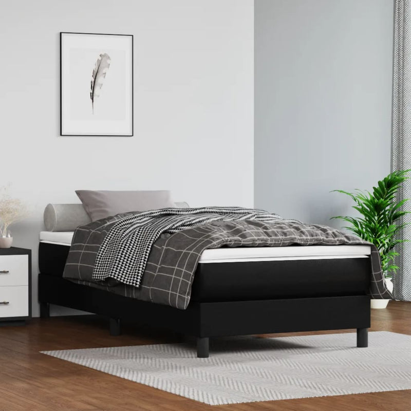 vidaXL Box Spring Bed without Mattress Black King Single Size Faux Leather