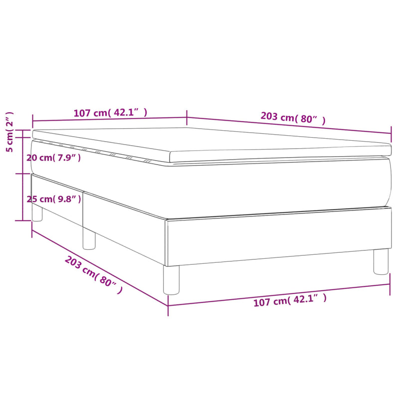 vidaXL Box Spring Bed with Mattress Dark Grey 100x200 cm Fabric