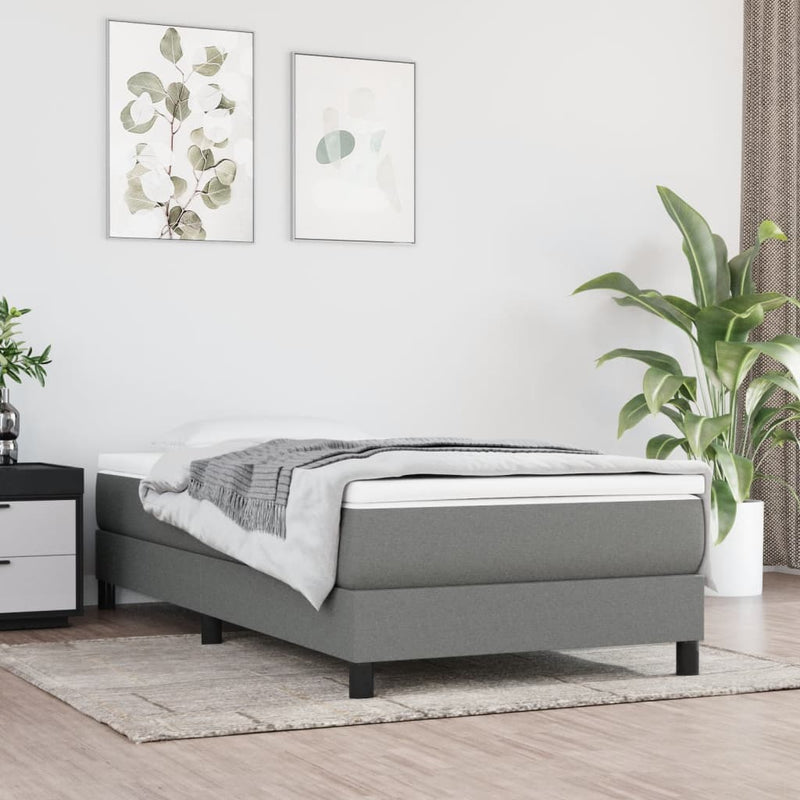 vidaXL Box Spring Bed with Mattress Dark Grey 100x200 cm Fabric
