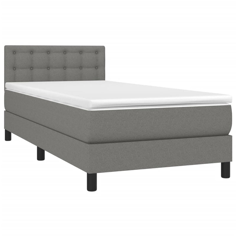vidaXL Box Spring Bed with Mattress Dark Grey 100x200 cm Fabric