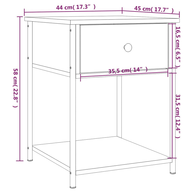 vidaXL Bedside Tables 2 pcs Black 44x45x58 cm Engineered Wood