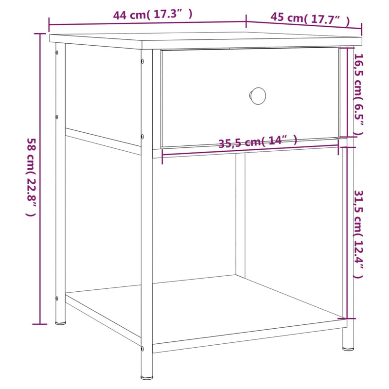 vidaXL Bedside Tables 2 pcs Smoked Oak 44x45x58 cm Engineered Wood