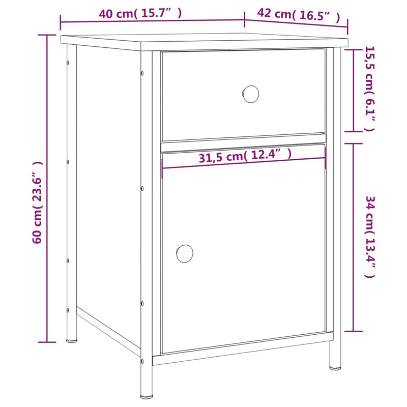 vidaXL Bedside Cabinets 2 pcs Black 40x42x60 cm Engineered Wood