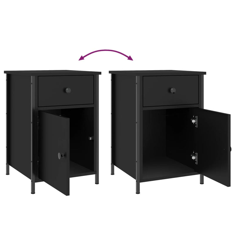 vidaXL Bedside Cabinets 2 pcs Black 40x42x60 cm Engineered Wood