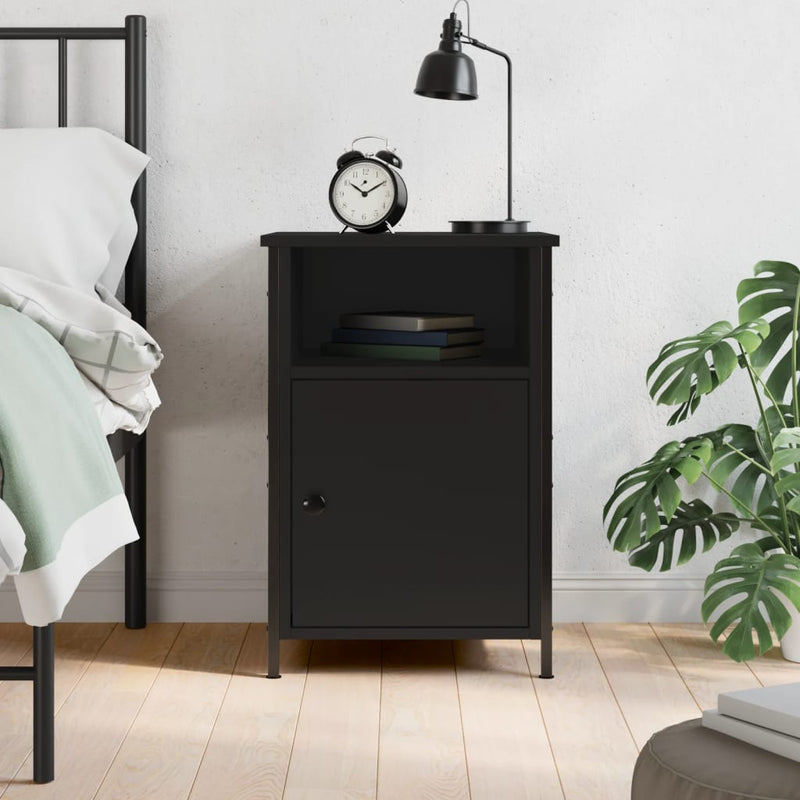 vidaXL Bedside Cabinet Black 40x42x60 cm Engineered Wood