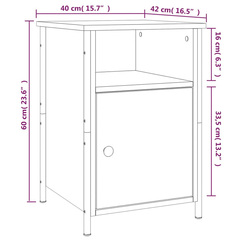 vidaXL Bedside Cabinets 2 pcs Black 40x42x60 cm Engineered Wood
