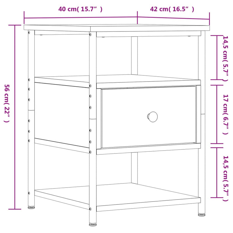 vidaXL Bedside Cabinets 2 pcs Black 40x42x56 cm Engineered Wood