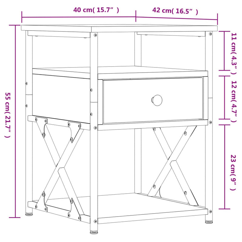 vidaXL Bedside Cabinets 2 pcs Black 40x42x55 cm Engineered Wood