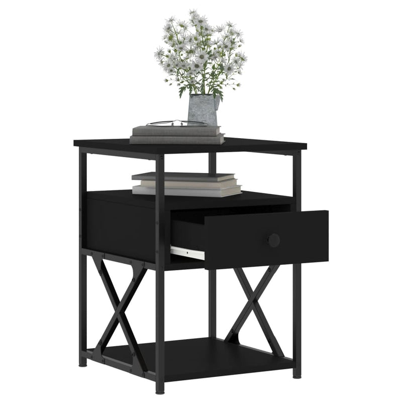 vidaXL Bedside Cabinets 2 pcs Black 40x42x55 cm Engineered Wood