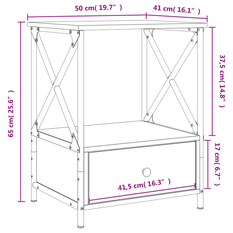 vidaXL Bedside Tables 2 pcs Black 50x41x65 cm Engineered Wood
