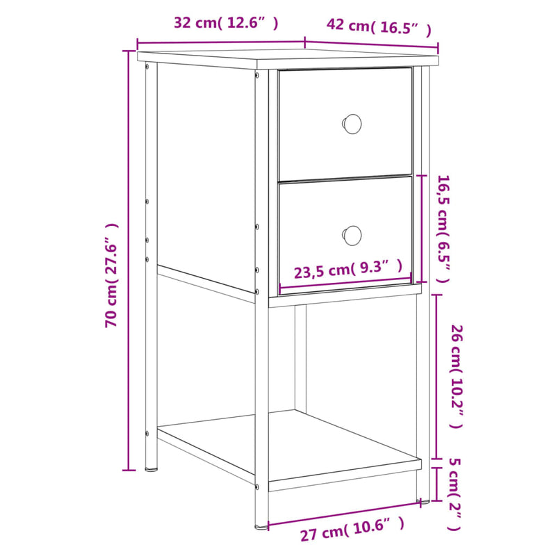 Bedside Cabinets 2 pcs Sonoma Oak 32x42x70 cm Engineered Wood