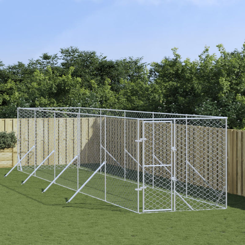 vidaXL Outdoor Dog Kennel Silver 2x10x2 m Galvanised Steel