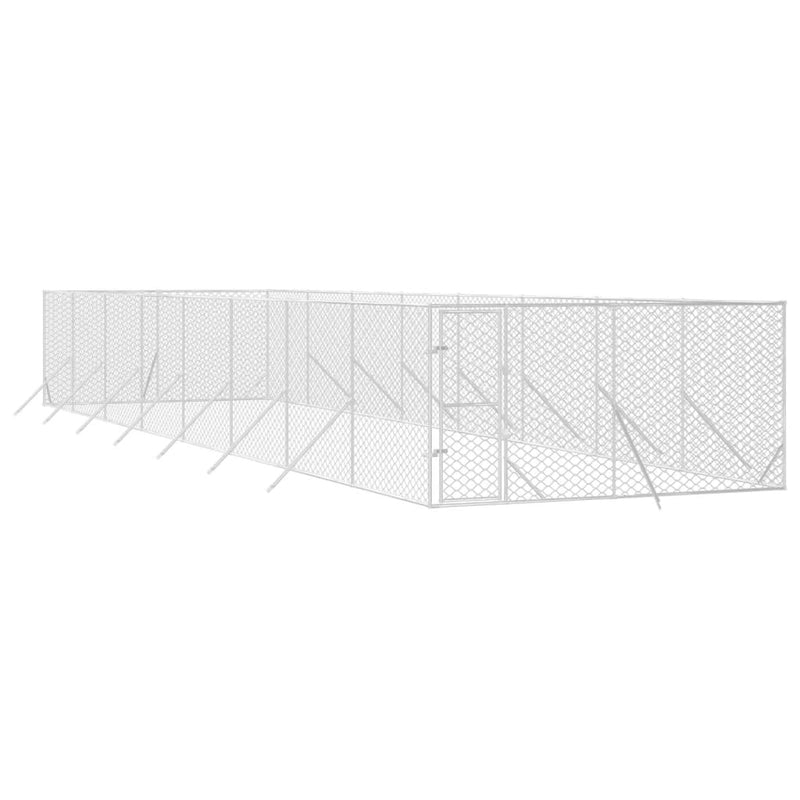 Outdoor Dog Kennel Silver 4x16x2 m Galvanised Steel