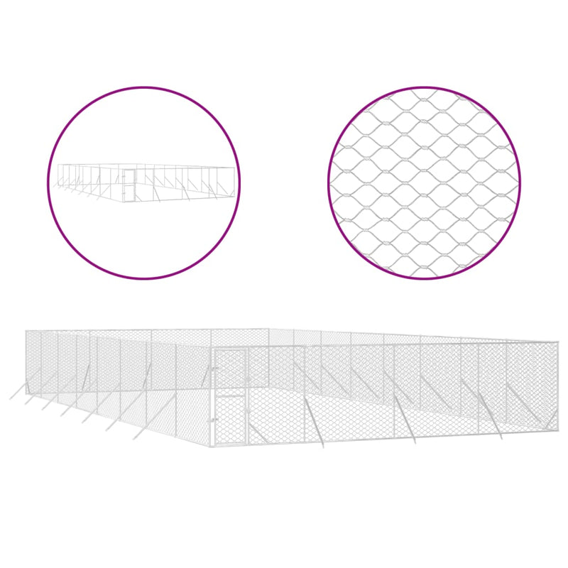 vidaXL Outdoor Dog Kennel Silver 8x16x2 m Galvanised Steel