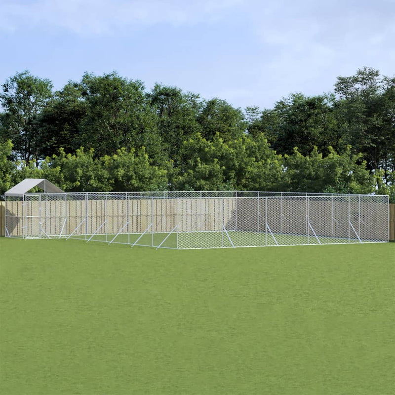 vidaXL Outdoor Dog Kennel with Roof Silver 12x12x2.5 m Galvanised Steel