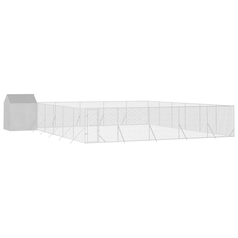 vidaXL Outdoor Dog Kennel with Roof Silver 12x12x2.5 m Galvanised Steel