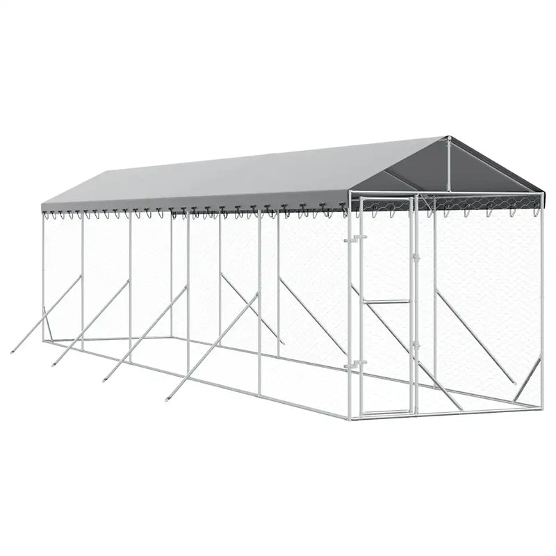 Outdoor Dog Kennel with Roof Silver 2x10x2.5 m Galvanised Steel