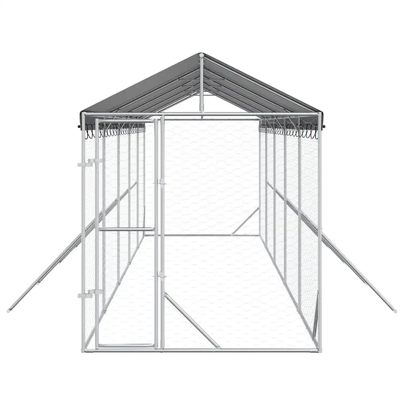 Outdoor Dog Kennel with Roof Silver 2x10x2.5 m Galvanised Steel