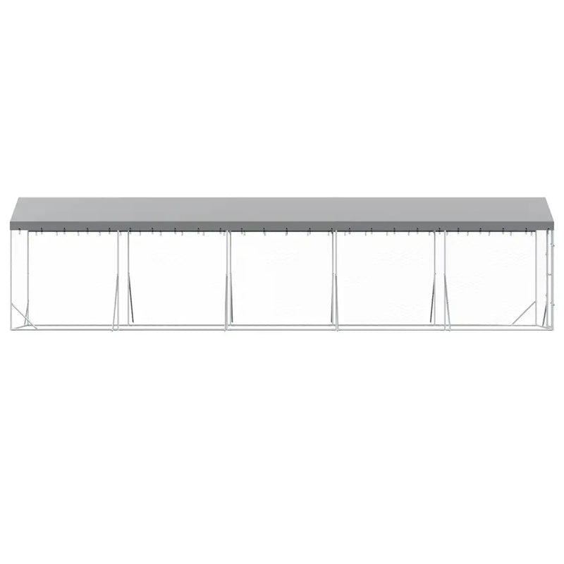 Outdoor Dog Kennel with Roof Silver 2x10x2.5 m Galvanised Steel