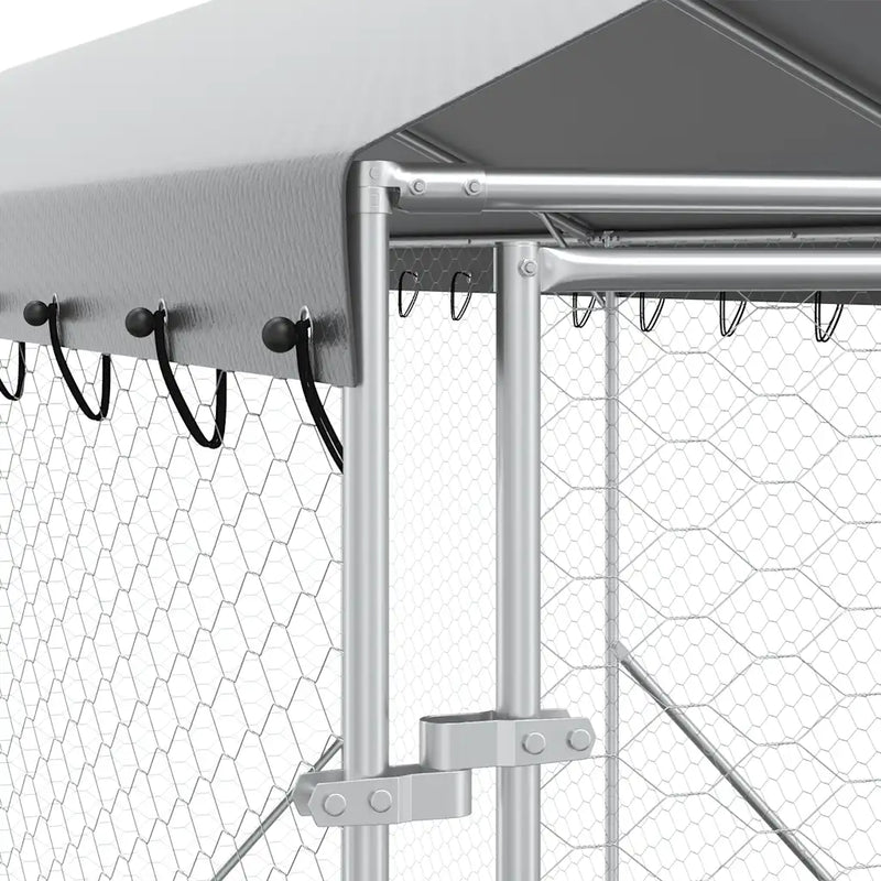 Outdoor Dog Kennel with Roof Silver 2x10x2.5 m Galvanised Steel