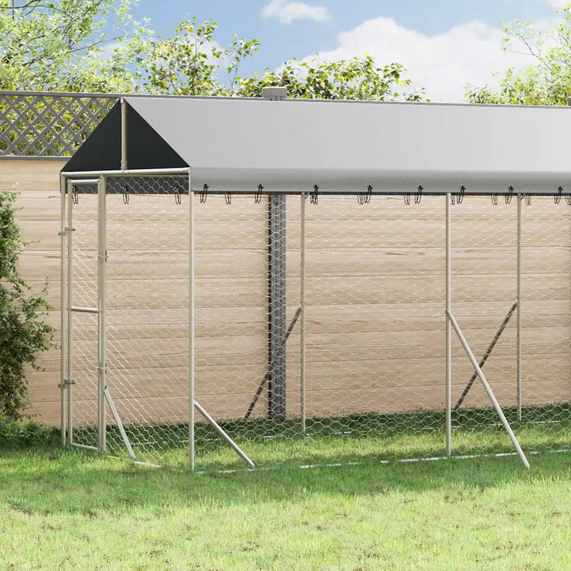 Outdoor Dog Kennel with Roof Silver 2x10x2.5 m Galvanised Steel