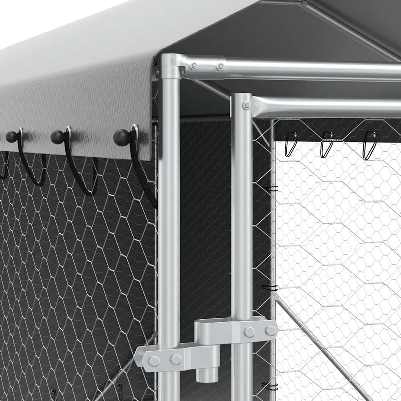 Outdoor Dog Kennel with Roof Silver 2x10x2.5 m Galvanised Steel
