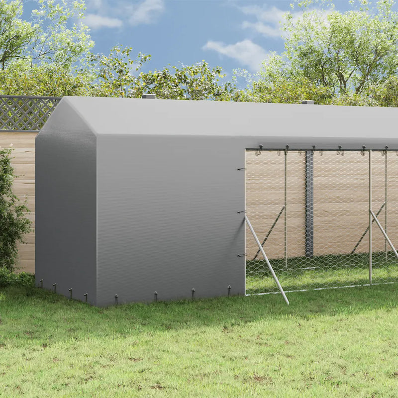 Outdoor Dog Kennel with Roof Silver 2x14x2.5 m Galvanised Steel