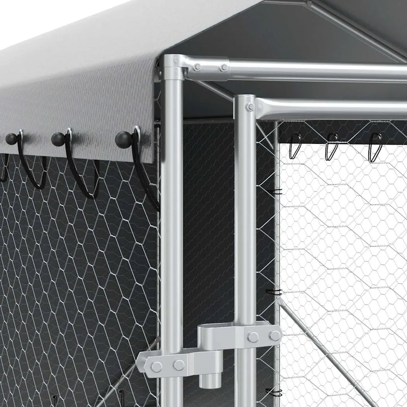 Outdoor Dog Kennel with Roof Silver 2x14x2.5 m Galvanised Steel