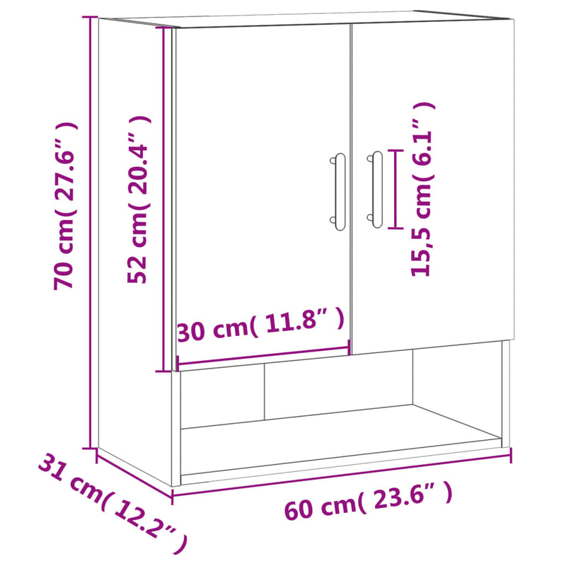 Wall Cabinet White 60x31x70 cm Engineered Wood