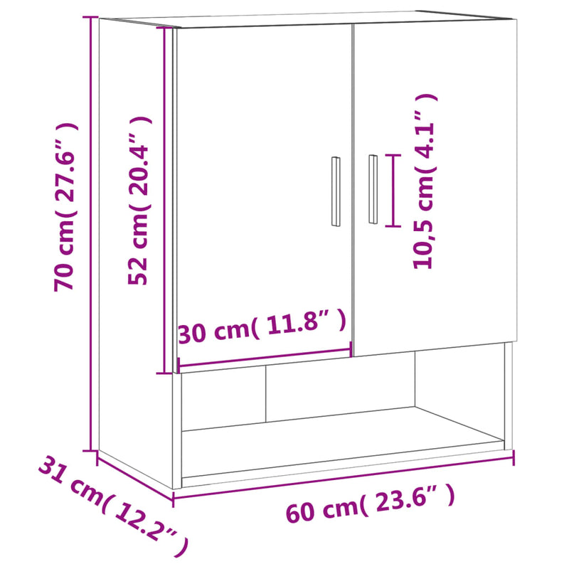 Wall Cabinet White 60x31x70 cm Engineered Wood