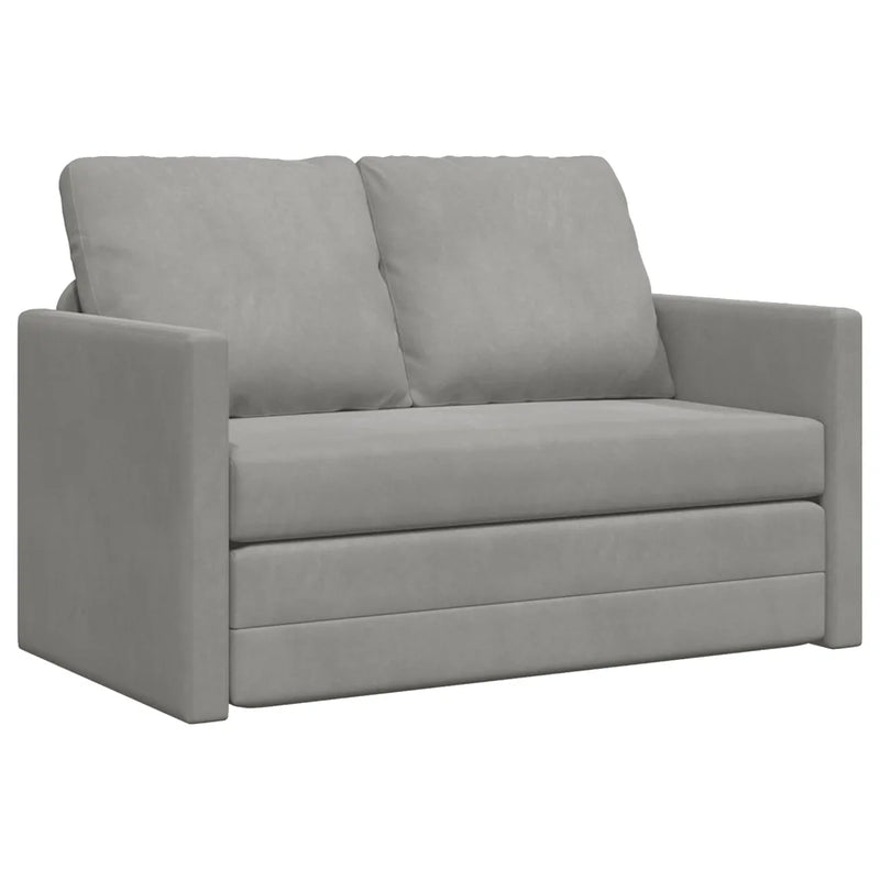 Floor Sofa Bed 2-in-1 Light Grey 122x204x55 cm Velvet