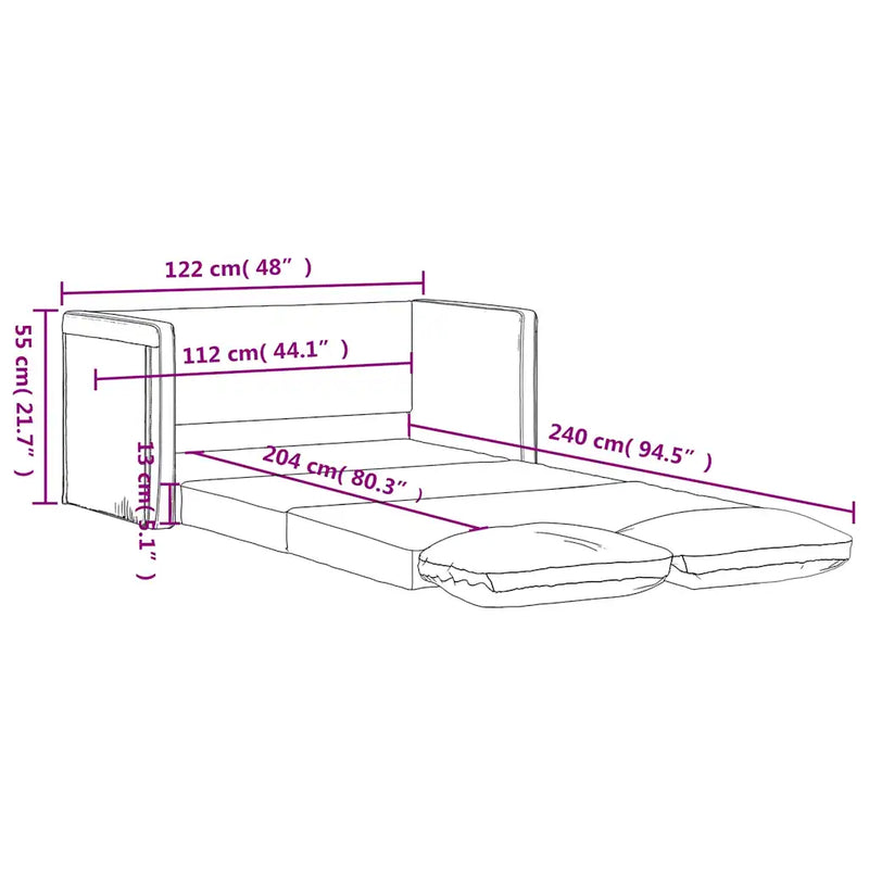 Floor Sofa Bed 2-in-1 Light Grey 122x204x55 cm Velvet