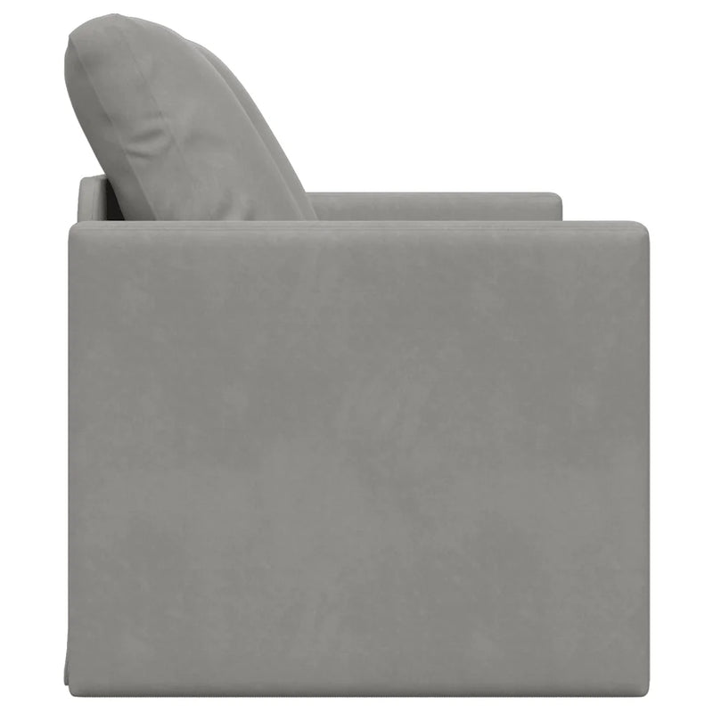 Floor Sofa Bed 2-in-1 Light Grey 122x204x55 cm Velvet