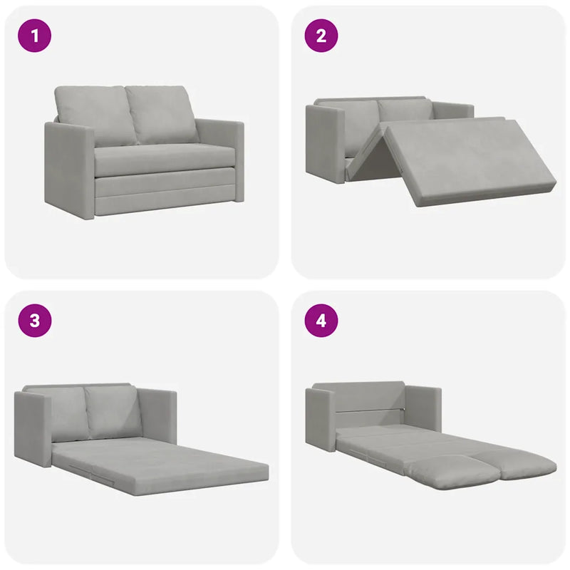 Floor Sofa Bed 2-in-1 Light Grey 122x204x55 cm Velvet